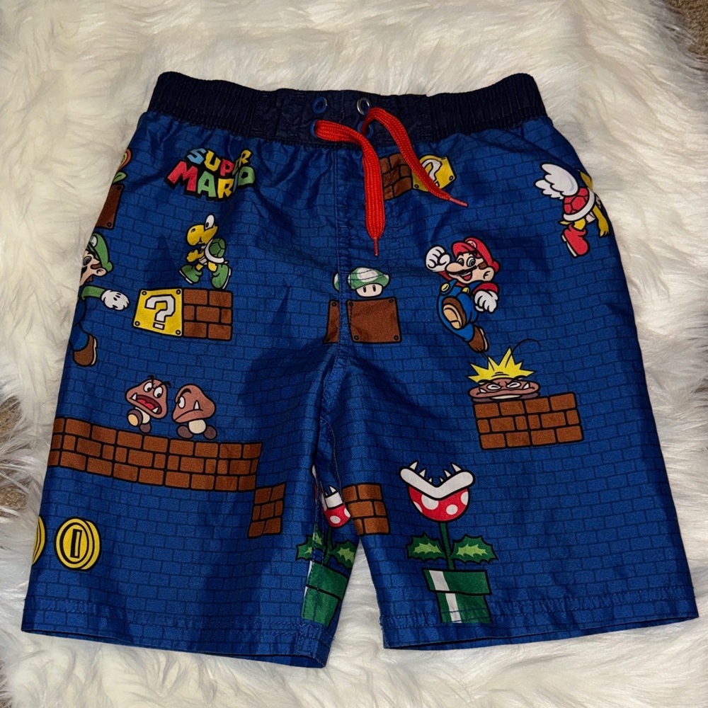 Nintendo Super Mario Blue Kids swim shorts trunks summer boys